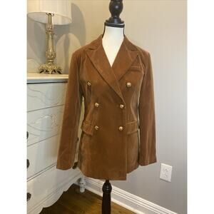 SHEIN Crush Velvet Womens S Double Breasted Blazer Military Style Buttons C11